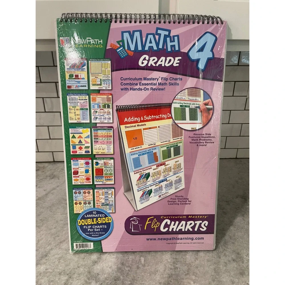 NewPath Learning Math Flip Chart Grade 4 Multicolor Curriculum Mastery 33-4001